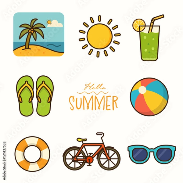 Obraz Summer Element Collection Vector Illustration