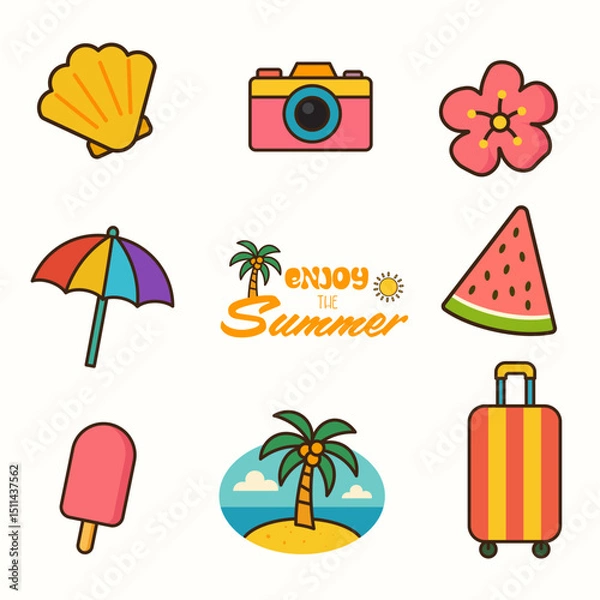 Obraz Cute Summer Elements Collection