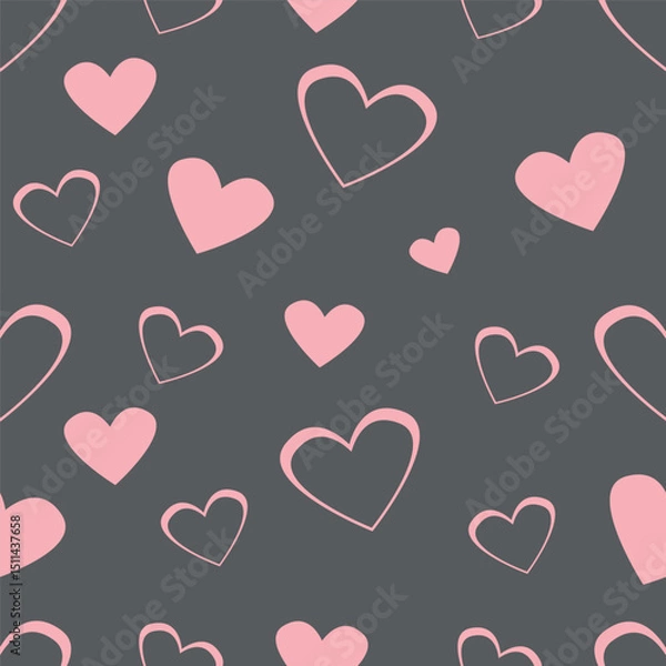 Fototapeta Seamless repeating tiling heart flat icon pattern of dark salmon and usafa blue color. Background for story