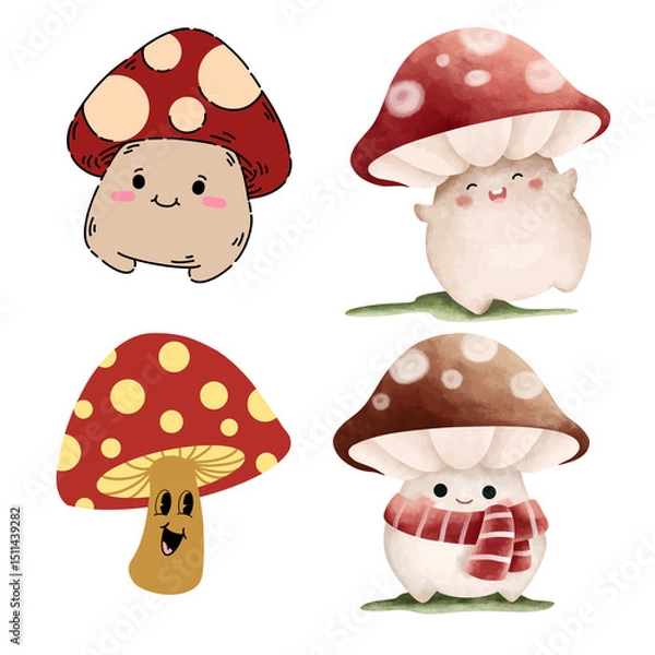 Fototapeta vector illustration of mushrooms