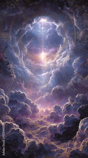 Fototapeta Abstract violet cosmic background, chakra concept. AI Generative