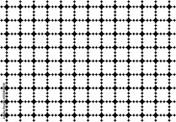 Obraz Abstract Geometric Pattern Black and White Grid with Starburst Motifs - Seamless Repeating Texture for Design Projects