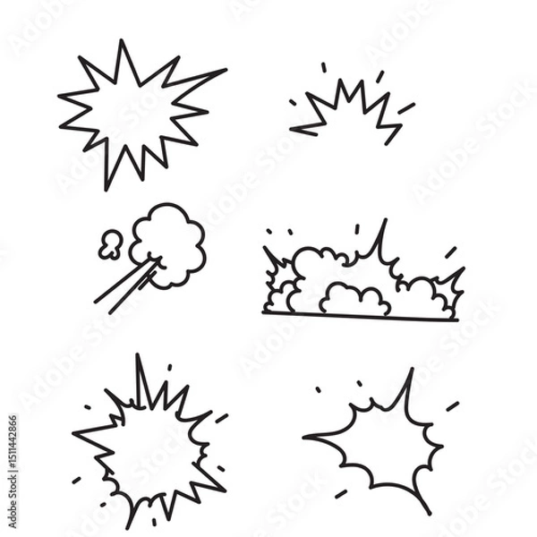 Fototapeta doodle impact of collision and explosion effect element