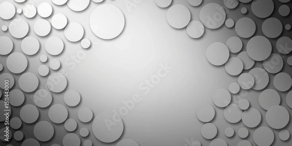 Obraz Abstract gray geometric background with overlapping circles forming a technological pattern,  grey,  elegant
