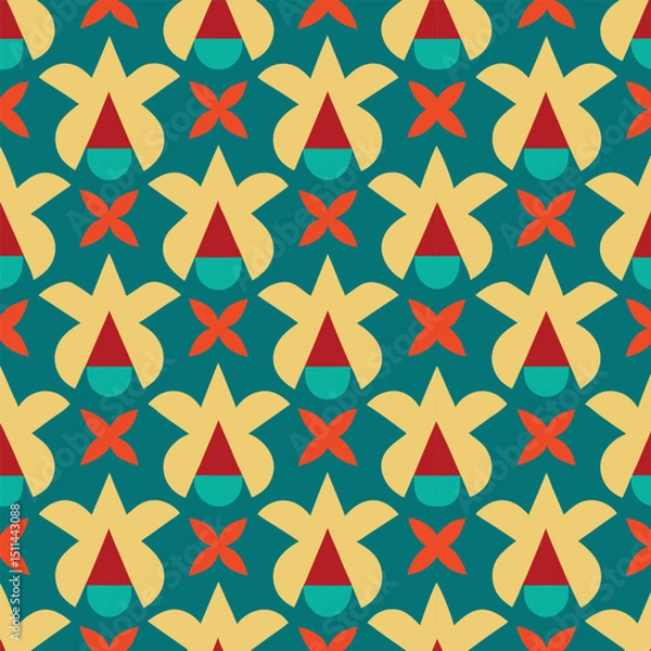 Fototapeta Seamless pattern design with geometric stars for wallpaper decoration and textile