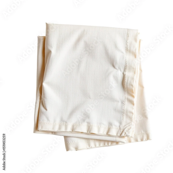 Fototapeta Soft Cream Fabric Folded Neatly on White Background for Home Decor and Textile Projects