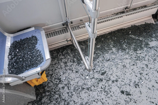 Obraz unbreakable frontal glass damaged by crash in a public transport bus