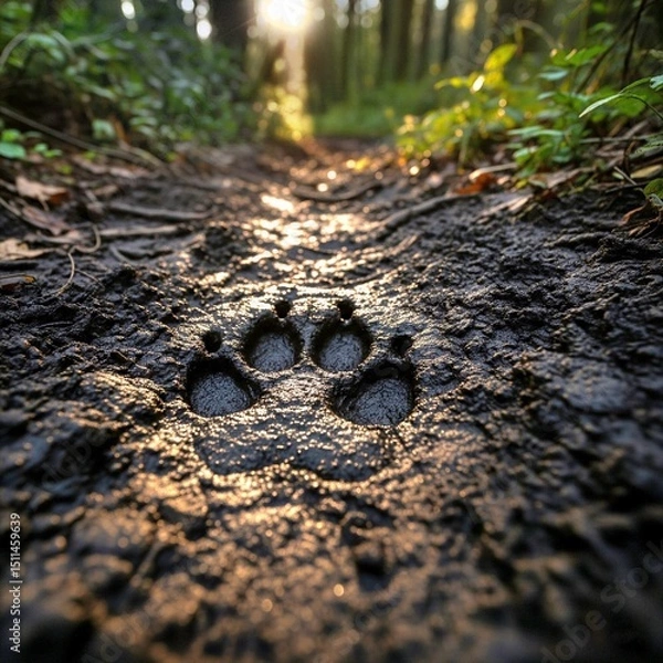 Obraz cougar paw print in mud