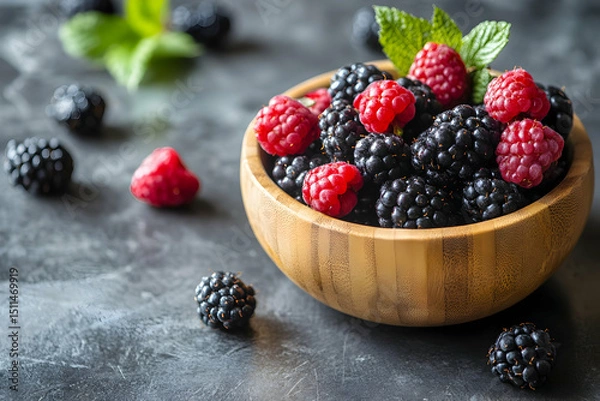 Obraz raspberries and blueberries