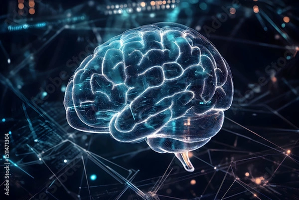 Obraz human brain with gears