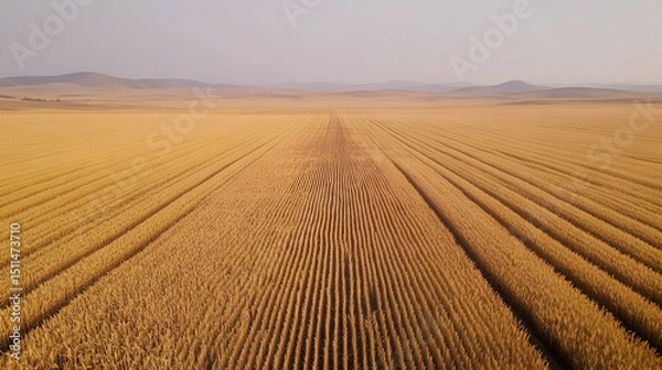 Obraz Golden wheat field stretching toward the horizon under a warm sunrise glow