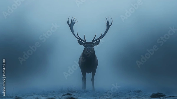 Obraz Majestic stag in a misty landscape.