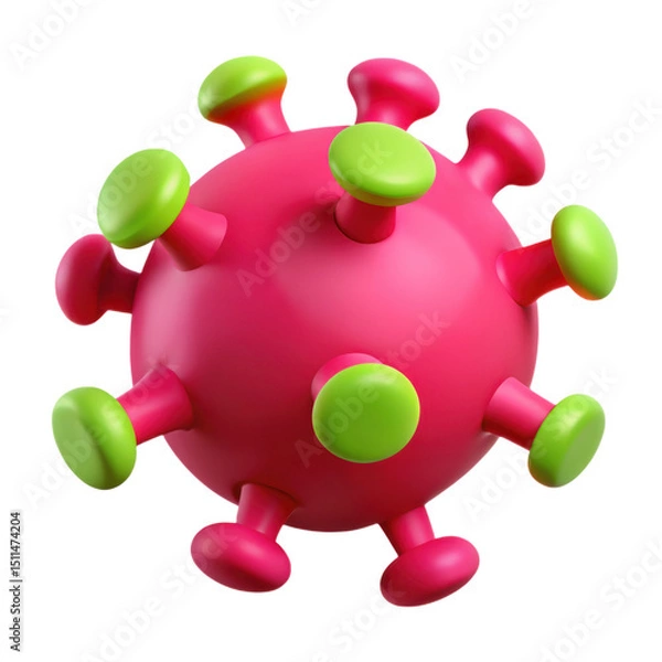 Obraz 3D illustration of Colorful virus model with protruding spikes.