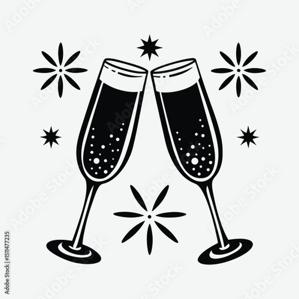 Fototapeta Cheers to a Celebration Two Champagne Flutes Toasting.