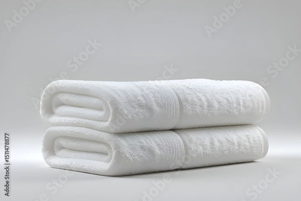 Fototapeta 3D Render of Folded White Towel on Clean White Background