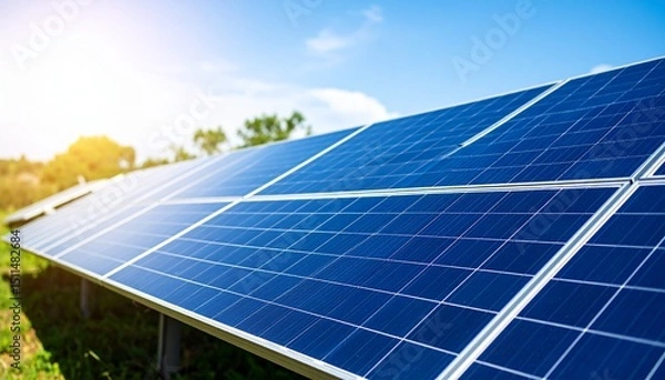 Fototapeta Close-Up of Modern Solar Cell Panel in Sunlight
