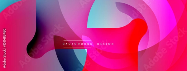 Fototapeta Abstract fluid shapes, vibrant colors blend. Pink, blue, purple gradients create dynamic composition. Modern design element for backgrounds.