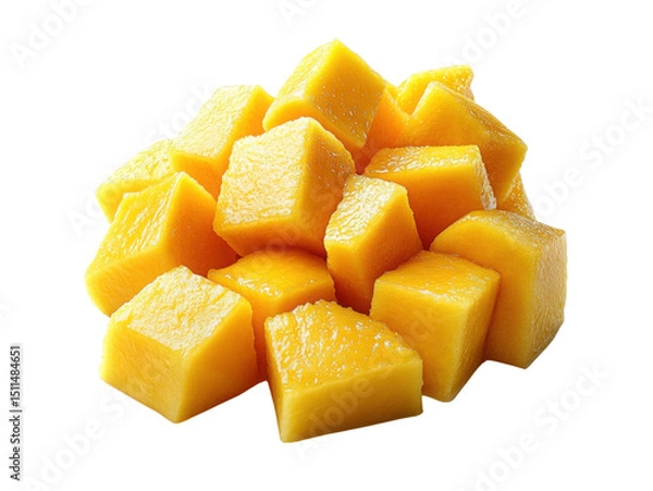 Fototapeta A pile of yellow mango cubes