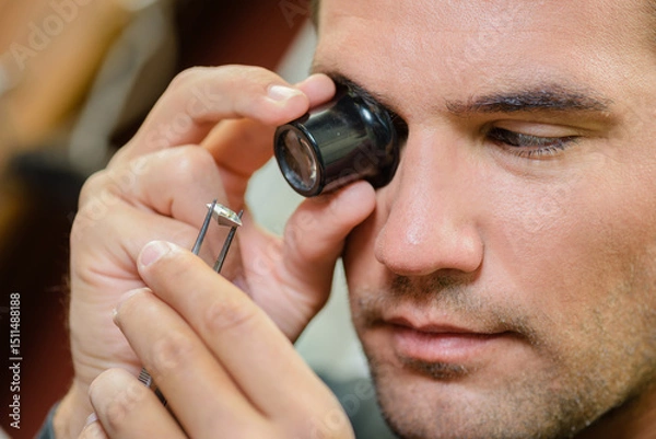 Fototapeta a man with magnifying glass