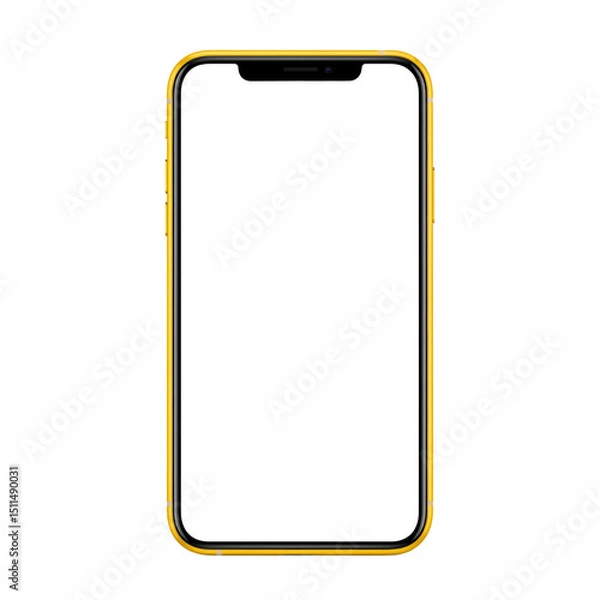 Obraz Yellow smartphone mockup isolated on transparent background