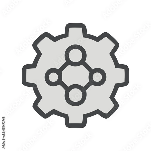 Obraz Networked Gear: Interconnected System Icon