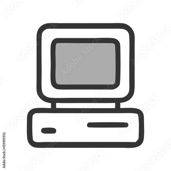 Obraz Retro Computer Icon: Nostalgic Technology Illustration