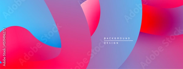 Fototapeta Abstract fluid shapes blend vibrant colors. Smooth gradients create dynamic visual flow. Modern design element for backgrounds.