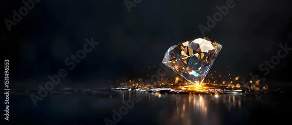 Fototapeta Diamond Gemstone Sparkling On Dark Background