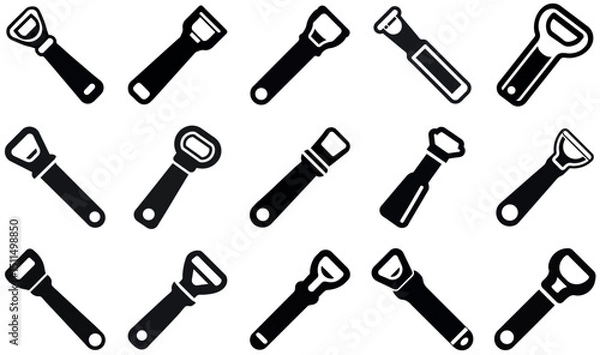 Obraz Bottle Opener Icon Set Silhouette Collection