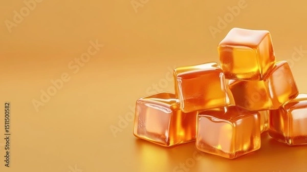 Obraz Amber Cubes: A Delightful Still Life of Shiny, Golden Candies
