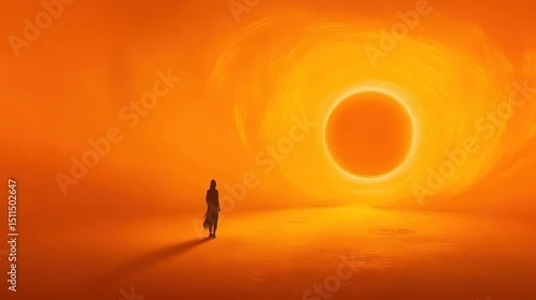Obraz Solitary Figure Before a Celestial Ring: A Digital Artwork