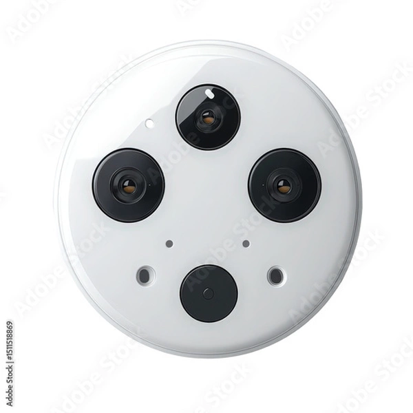 Fototapeta Futuristic round security camera with multiple lenses for surveillance and monitoring