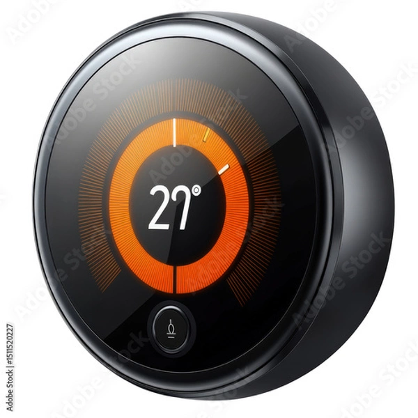 Obraz Smart Home Thermostat Device Displaying Temperature with Orange Circular Interface