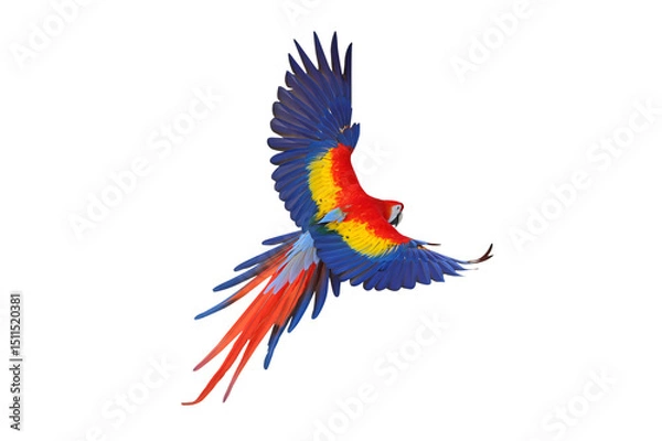 Fototapeta Colorful flying Scarlet Macaw parrot isolated on transparent background png file