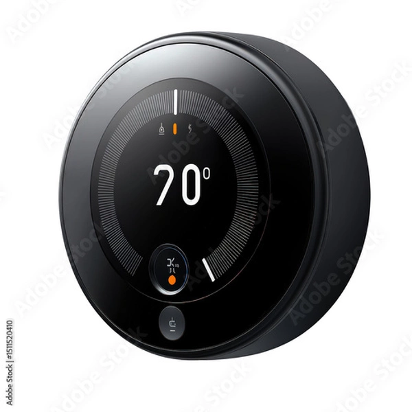 Fototapeta Smart thermostat showcasing 20 degrees, highlighting energy efficient home automation