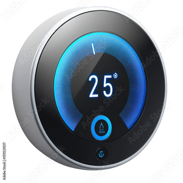 Fototapeta Smart thermostat displaying temperature with modern design and digital interface