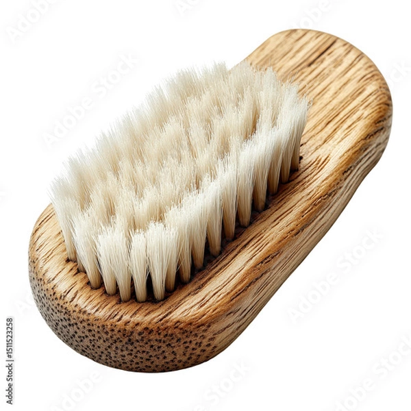 Fototapeta Wooden brush with soft bristles, perfect for gentle cleansing and grooming, showcasing natural materials