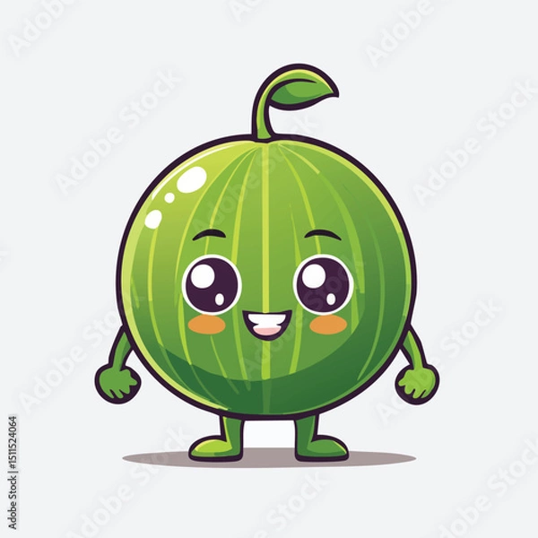 Fototapeta Gooseberry in cute cartoon character style with expressive face and limbs.