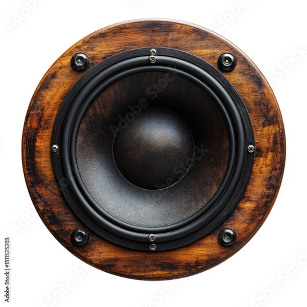 Fototapeta High fidelity audio speaker with wood grain design for premium sound quality