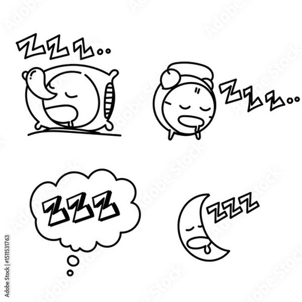 Obraz sleep time icon in doodle style collection related