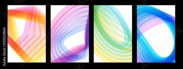 Fototapeta Trendy cover set with cool dynamic motion effect. Overlay geometric shapes layout design template