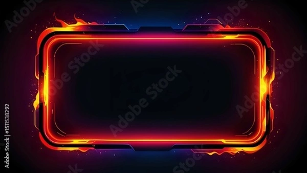 Obraz tent in the mountains, abstract background with glowing lines, glowing neon frame, abstract blue wave, abstract red background