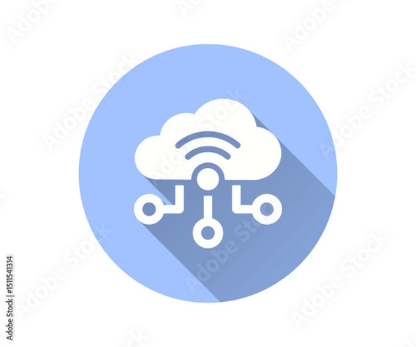 Obraz Cloud connection flat icon with long shadow for graphic and web design.