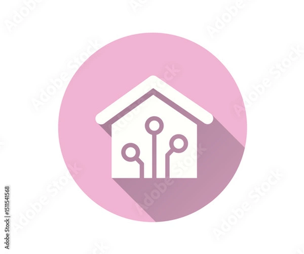 Obraz Smart home flat icon. Simple illustration with long shadow for graphic and web design.
