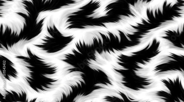 Obraz Abstract black and white textured pattern with flowing, feathered shapes