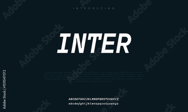 Fototapeta Inter modern abstract digital tech font. Logo creative font, type, technology, movie, digital, music, movie. Fonts and illustration in vector format. Luxury Font.