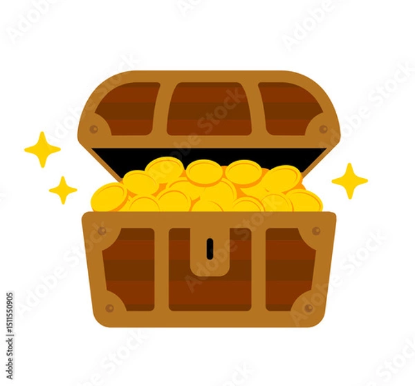 Obraz Treasure chest, treasure box vector icon illustration