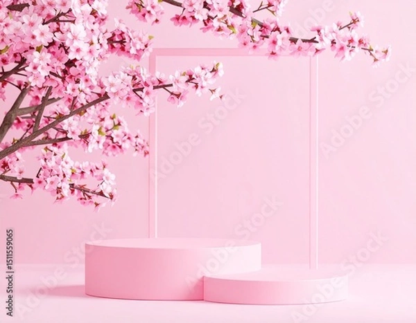 Obraz Cosmetic product promotion stand mock up banner, Graphic Resources for 3d Rendering Mockup background.	
