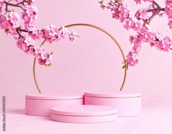 Obraz Cosmetic product promotion stand mock up banner, Graphic Resources for 3d Rendering Mockup background.	
