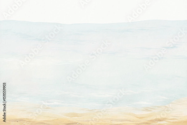 Obraz Watercolor texture with seabed and water, delicate aquamarine background illustration for your designer wallpaper, for cute underwater style kids mural or frame for your text. Handmade sea print.